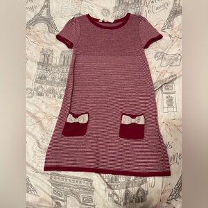 H&M Burgurdy Striped Dress with Bow Pockets 4-6Y